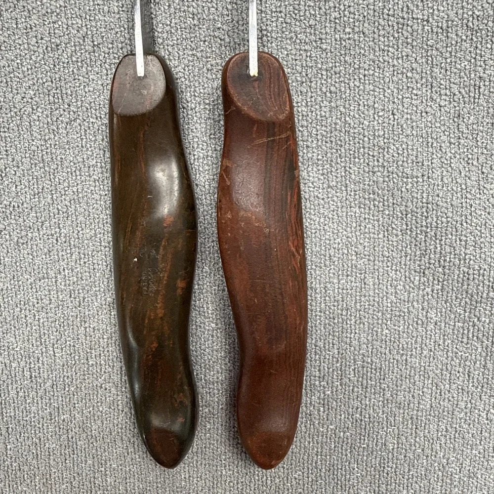 Vintage CUTCO  1026 And 27 Turning & Carving Forks Brown Swirl Handle USA